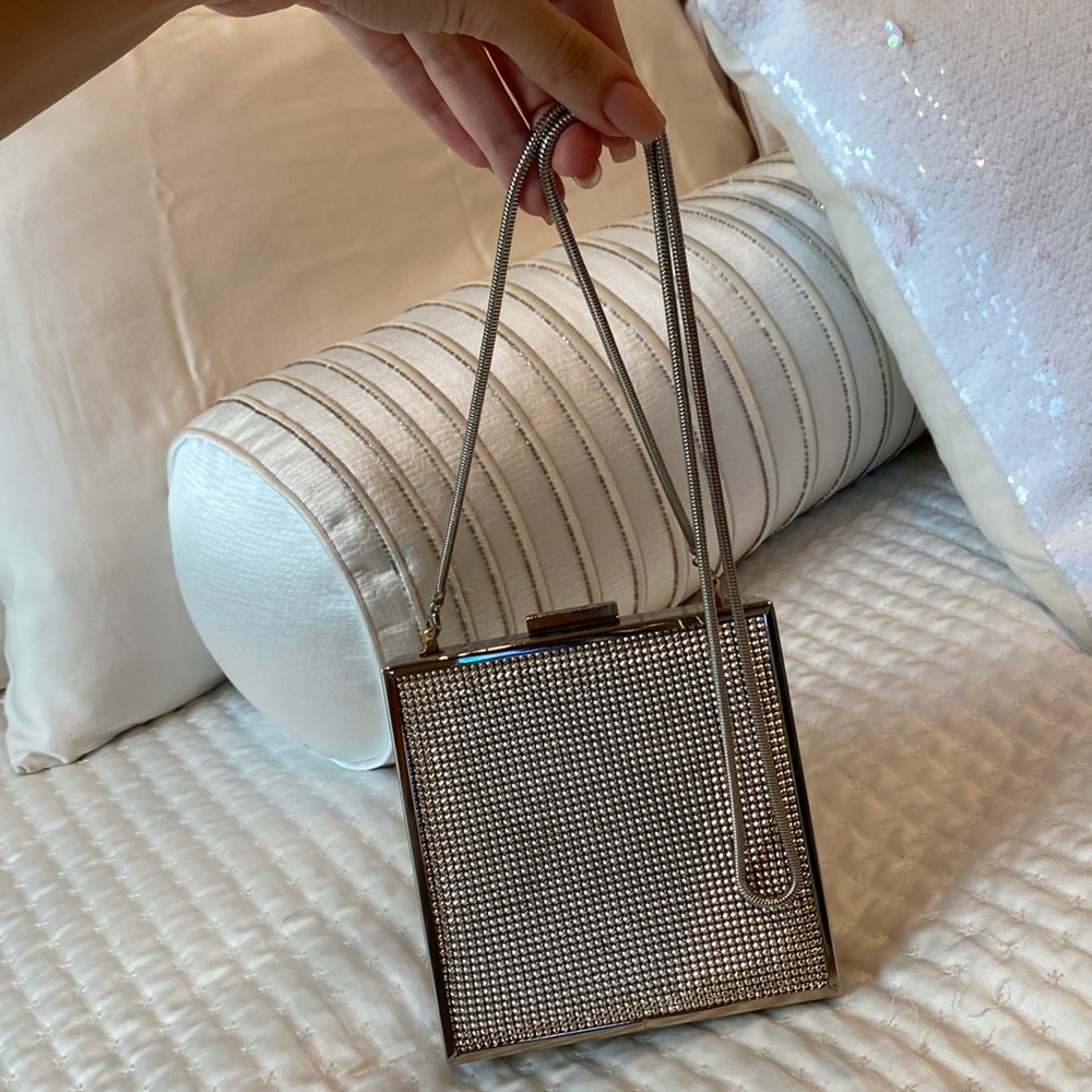 Whiting & Davis silver square metal bag